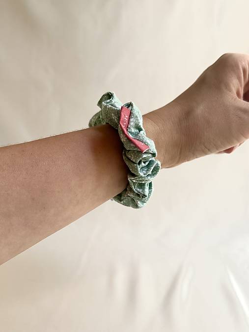Ozdoby do vlasov - Scrunchie MINI (Mint & Bloom bavlna) - 17852617_