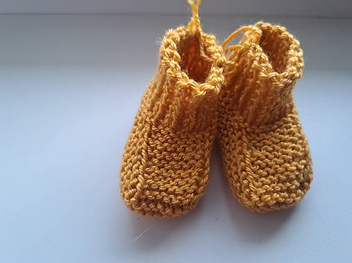 Detské oblečenie - Horčicovo žlté baby papučky - 17858100_