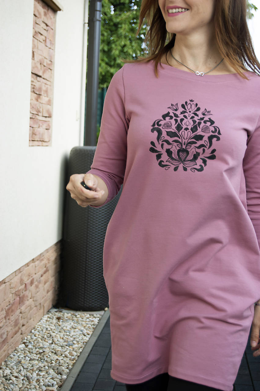 Vreckové šaty Simple Painted - staroružová