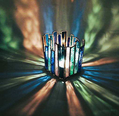 Svietidlá - Tiffany svietnik/ Modrý  - 17855833_