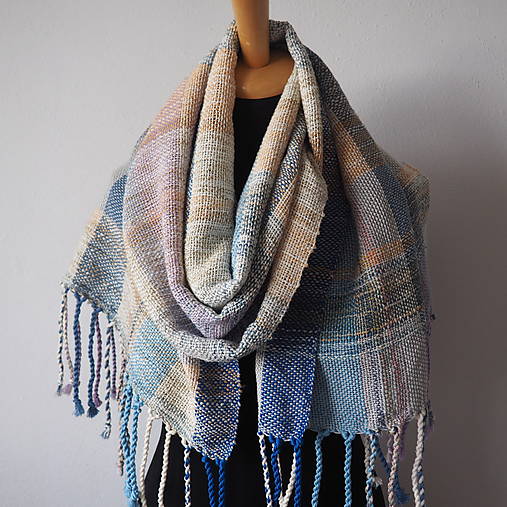 Šály a nákrčníky - Ručne tkaný šál bavlna ľan 18424 - 17855933_