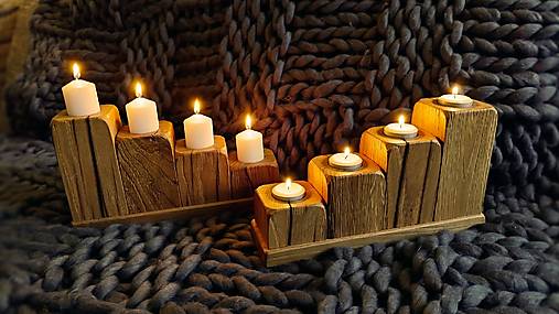 Svietidlá - Drevený rustikálny svietnik starý dub. - 17856367_