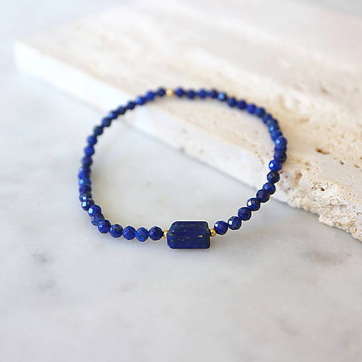Náramky - Náramok z lapisu lazuli (gold filled) - 17856079_