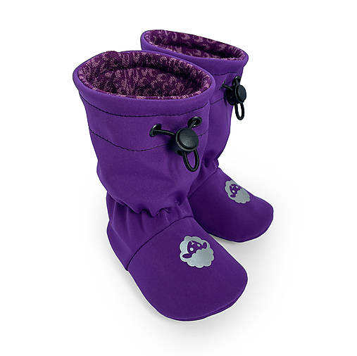 Detské topánky - Softshelláčky MERINO classic Plum flower - 17858561_