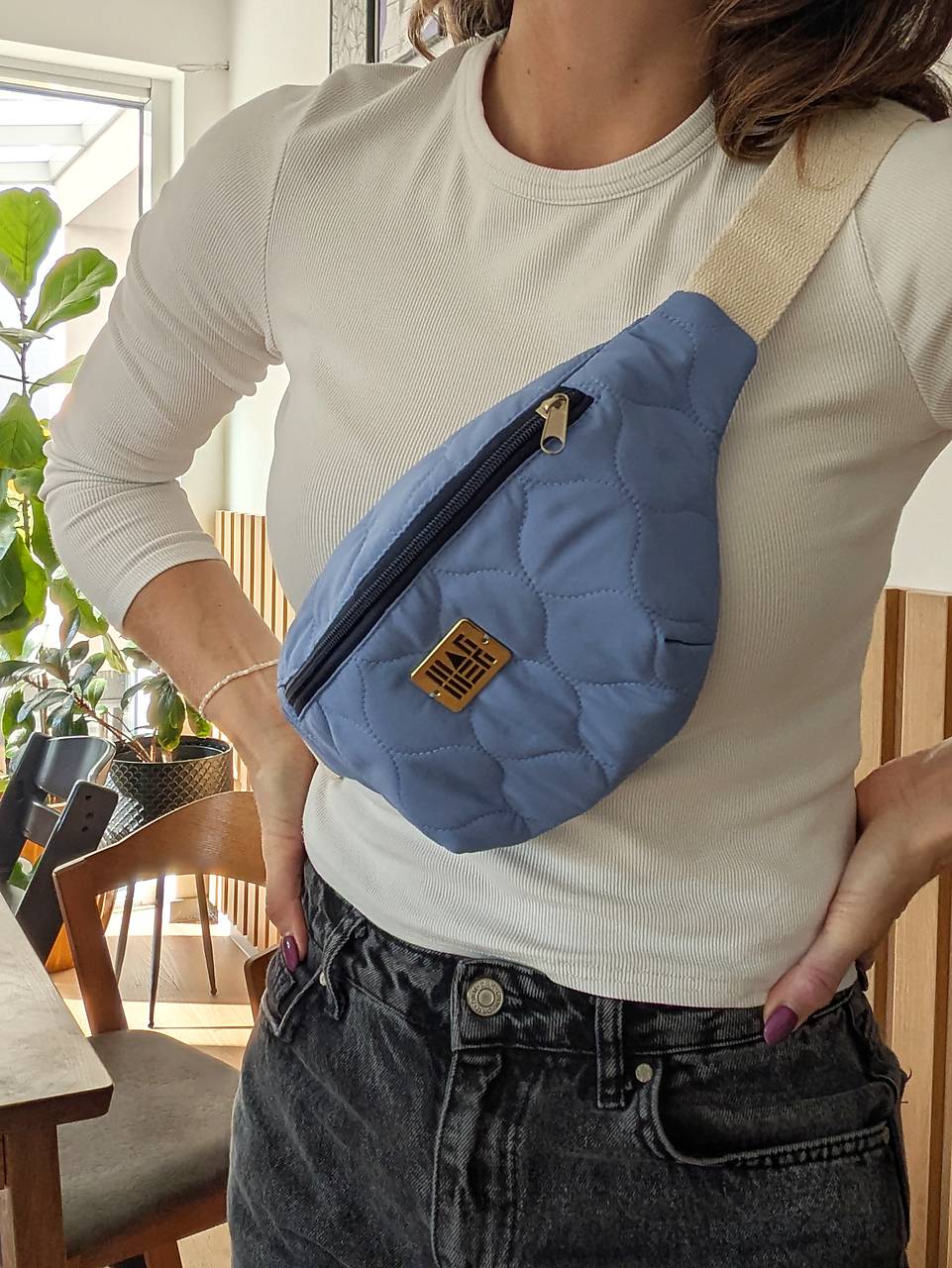 Prešívaná ľadvinka - modrá