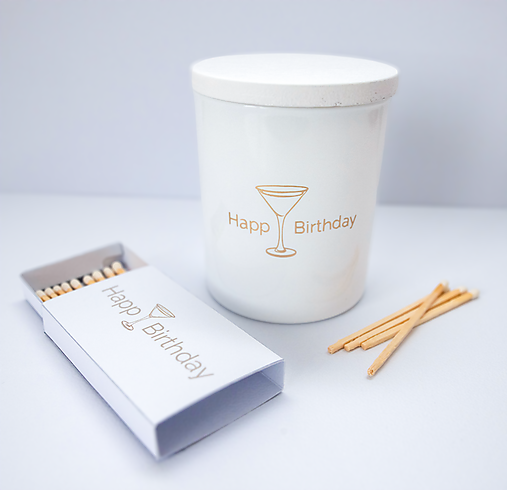 Štýlová sójová sviečka – Premium Set Happy Birthday