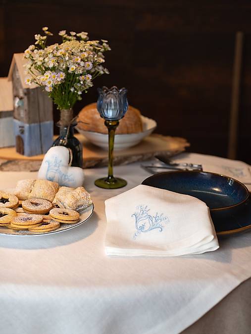 Úžitkový textil - Ľanový obrúsok Blue Cottage - 17857775_