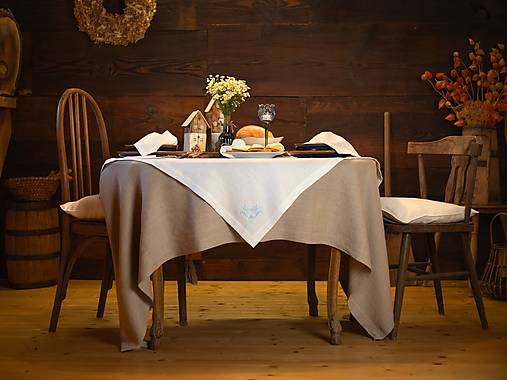 Úžitkový textil - Ľanový obrus Blue Cottage - 17857837_