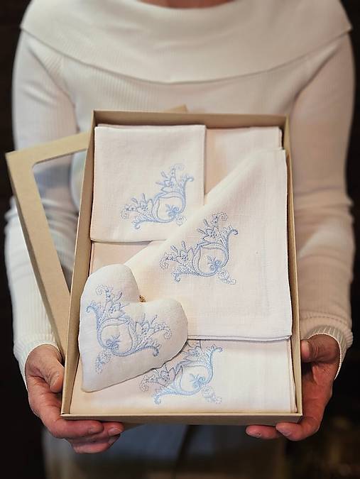 Úžitkový textil - Darčeková sada Blue Cottage - 17857879_