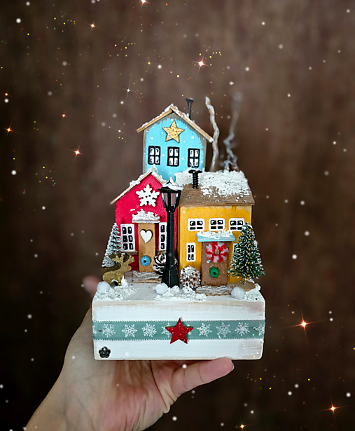 Dekorácie - Domček ,,Zimná rozprávka,, - 17859447_