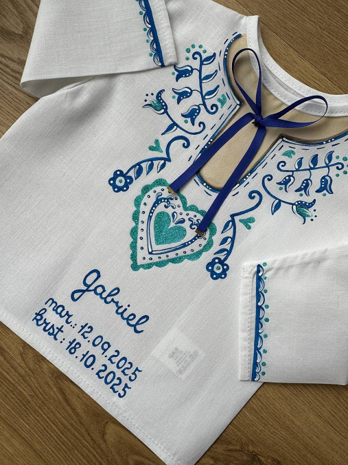 Detské oblečenie - maľovaná košieľka ku krstu - 17861788_