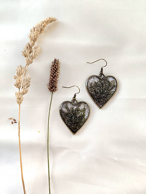 Náušnice - Živicové náušnice Zamrznutý mach - 17861400_