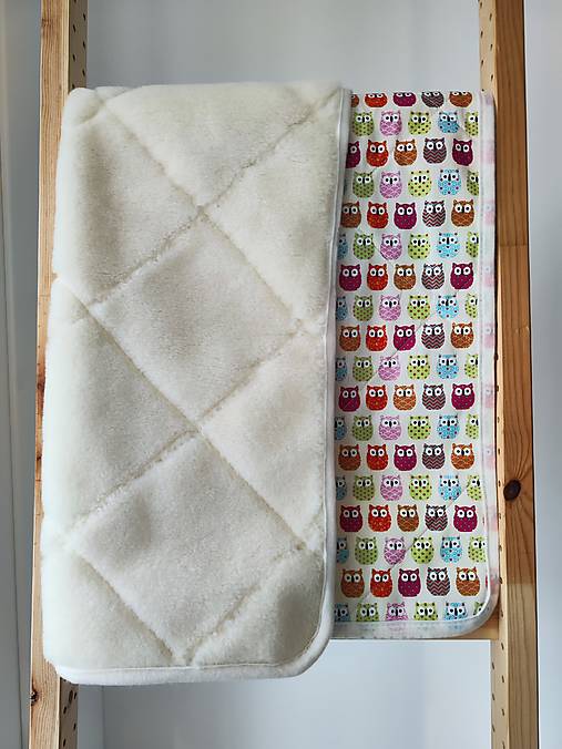 Detský textil - VLNIENKA Ovčie rúno deka 100% MERINO TOP SUPER WASH Natural s kašmírom Sovička - 17860263_
