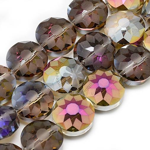 Korálky - (7331) Sklenené brúsené korálky - ploché, 12x9 mm - 1 ks - 17859189_