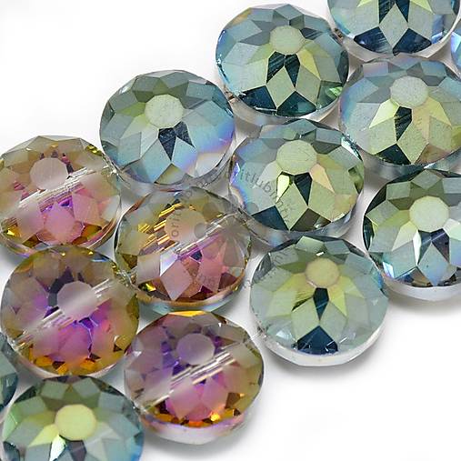 Korálky - (7335) Sklenené brúsené korálky - ploché, 12x9 mm - 1 ks - 17859191_