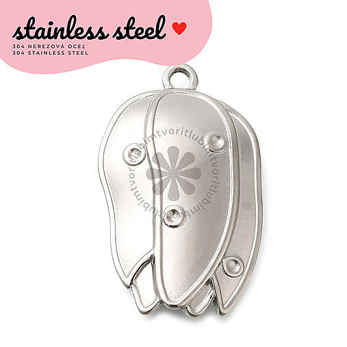 Komponenty - (7356) Prívesok Kvet tulipán, 28x17 mm - 1 ks - 17859234_