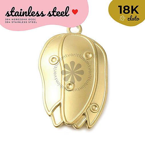 Komponenty - (7362) Prívesok Kvet tulipán, 28x17 mm - 1 ks - 17859240_