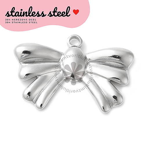 Komponenty - (7363) Prívesok Mašľa, 28x17 mm - 1 ks - 17859243_