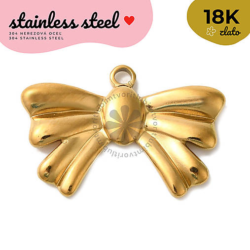 Komponenty - (7364) Prívesok Mašľa, 28x17 mm - 1 ks - 17859250_