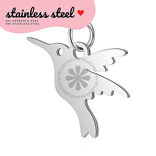 Komponenty - (7369) Prívesok Kolibrík, 13x17 mm - 1 ks - 17859286_