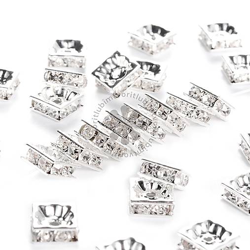 Komponenty - (7384) Medzikus s krištáľmi – štvorec, 8 mm - 1 ks - 17859338_