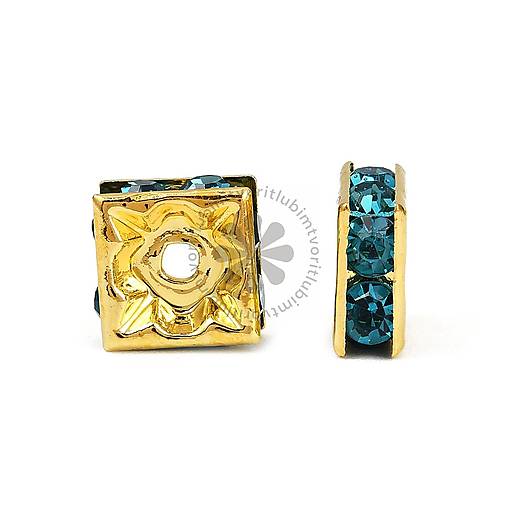 Komponenty - (7386) Medzikus s krištáľmi – štvorec, 8 mm - 1 ks - 17859352_