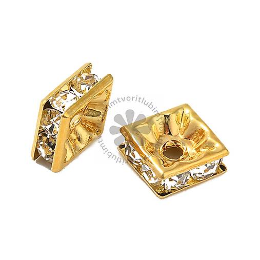 Komponenty - (7389) Medzikus s krištáľmi – štvorec, 8 mm - 1 ks - 17859362_