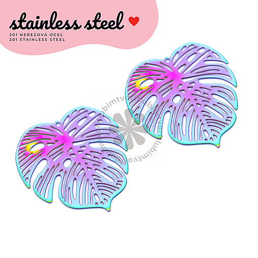 Komponenty - (7428) Palmový tropický list, 32x32 mm - 1 ks - 17859513_