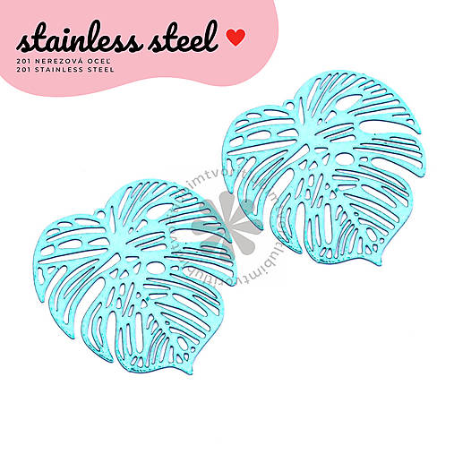 Komponenty - (7431) Palmový tropický list, 32x32 mm - 1 ks - 17859530_