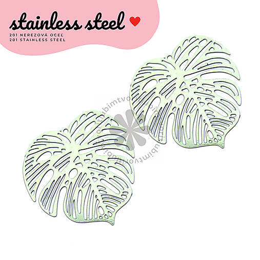 Komponenty - (7436) Palmový tropický list, 32x32 mm - 1 ks - 17859566_