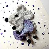 Brošne - BROŠŇA MYŠKA veľká - háčkovaná, fialová - 17861999_
