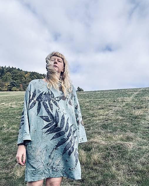 saty s vreckami .kimono blue.