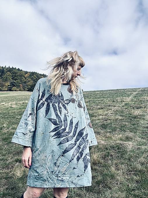 saty s vreckami .kimono blue.