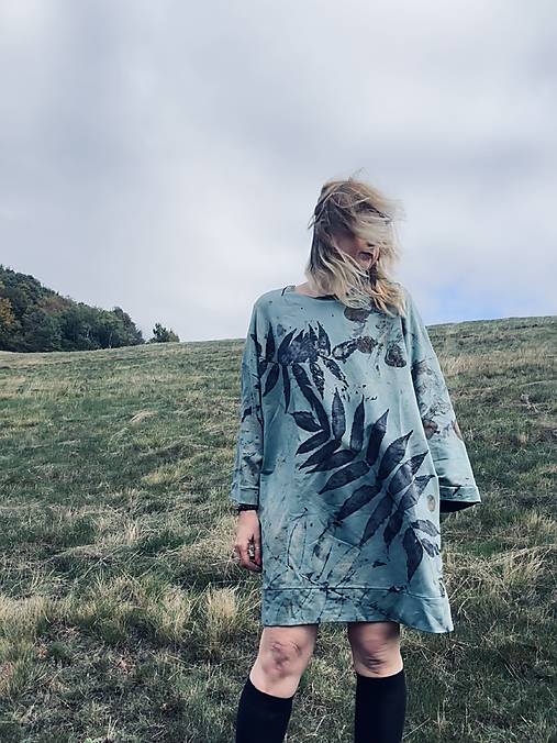saty s vreckami .kimono blue.