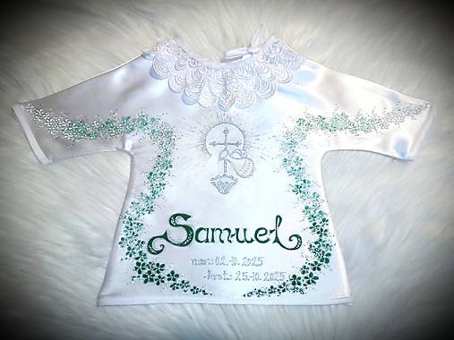 Detské oblečenie - Košieľka na krst - saténová krstná košieľka - 17858972_