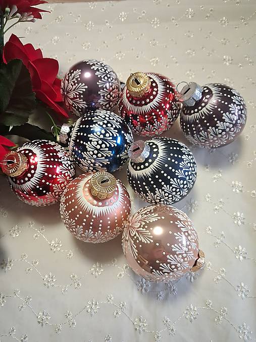 Dekorácie - Vianočné gule sklenené  zdobené horúcim voskom. - 17859050_