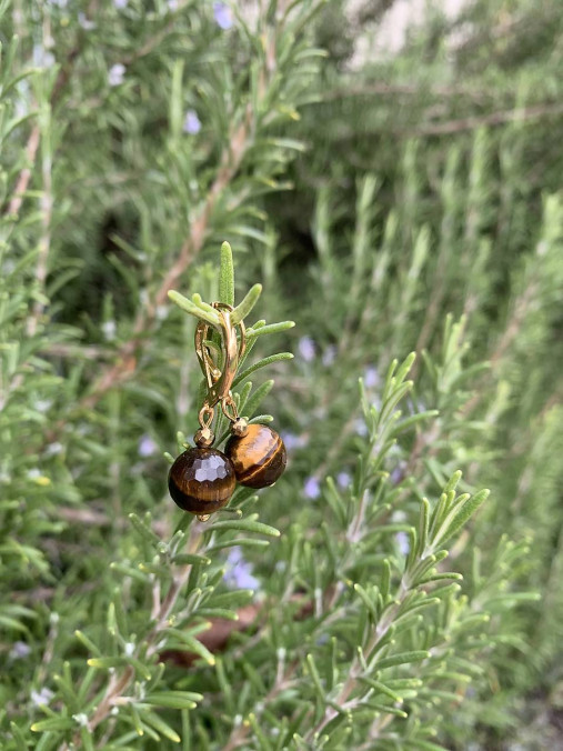 Náušnice - náušnice z Tigrieho oka brúseného-oceľ (náušnice Tigrie oko) - 17859719_