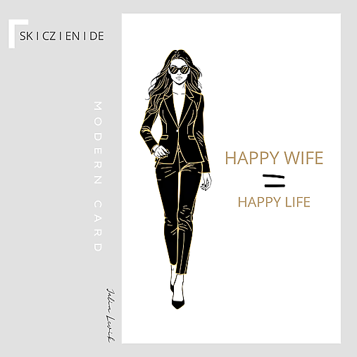 Textová karta I Happy Wife - Happy Life