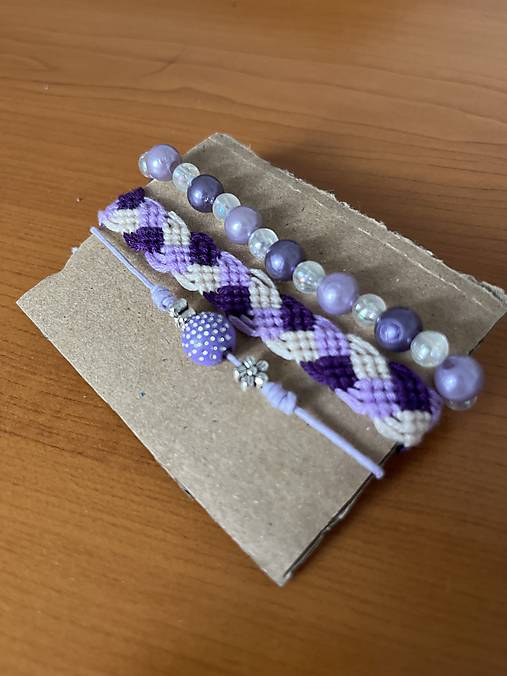 Náramky - Sada náramkov “Fialová” - 17862815_