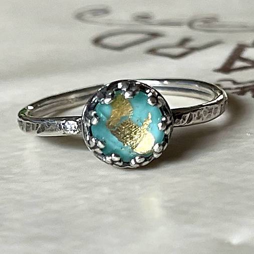 Natural Arizona Turquoise Doublet Ag925 Silver Ring  / Strieborný prsteň s dubletom tyrkysu A0007