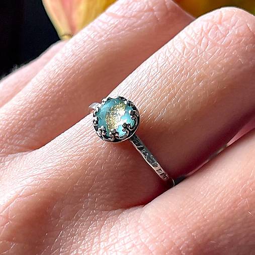 Natural Arizona Turquoise Doublet Ag925 Silver Ring  / Strieborný prsteň s dubletom tyrkysu A0007