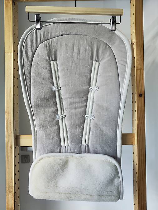 Detský textil - VLNIENKA podložka do kočíka THULE  Urban Glide 2 100% MERINO TOP SUPER WASH  100% ľan Grey svetlý - 17863500_