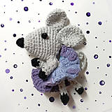 Brošne - BROŠŇA MYŠKA veľká - háčkovaná, fialová - 17865063_