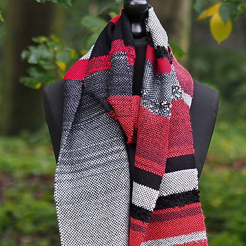 Šály a nákrčníky - RUČNĚ TKANÝ ŠÁL - LARA - 17864384_