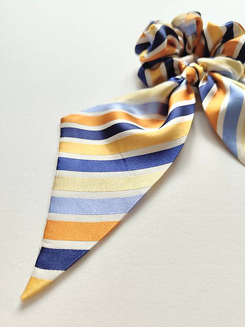 Maxi scrunchie hodvábna (oranžovo-modrá)