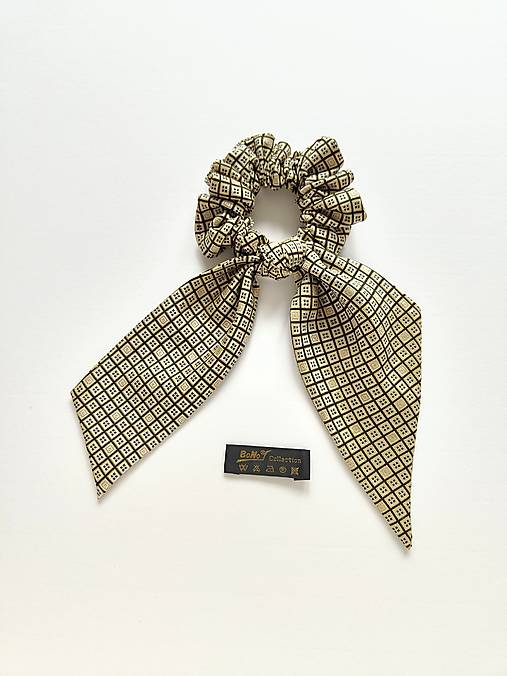Maxi scrunchie asymetrická (Žlto-hnedá)