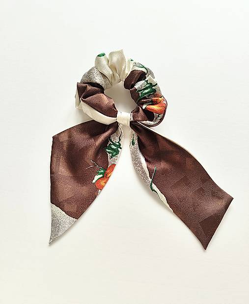 Maxi scrunchie asymetrická (Jesenná s tekvičkami)