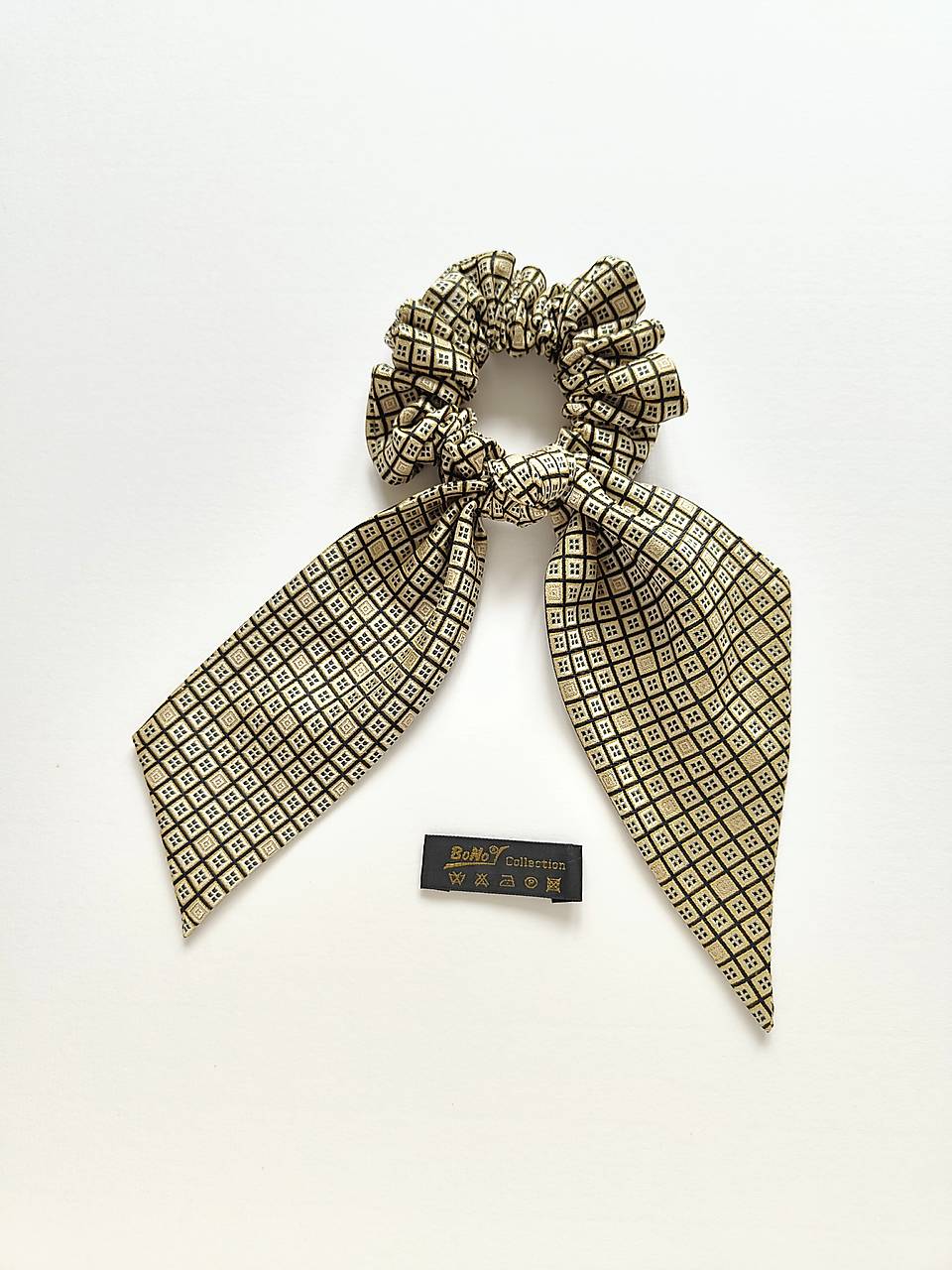 Maxi scrunchie asymetrická (Žlto-hnedá)