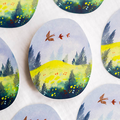 Papier - Samolepka / vodeodolná "Na lúke" - 17863489_