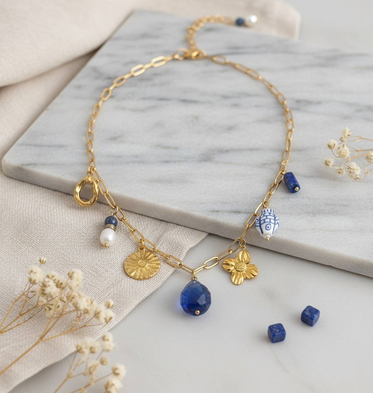 Náhrdelník s príveskami - blue